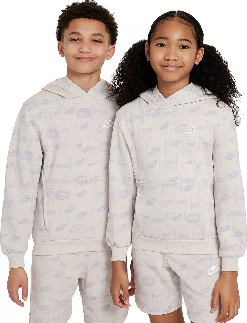 

Худи с флисовым принтом Nike Kids Sportswear Club, цвет Lt Orewood Brn/White