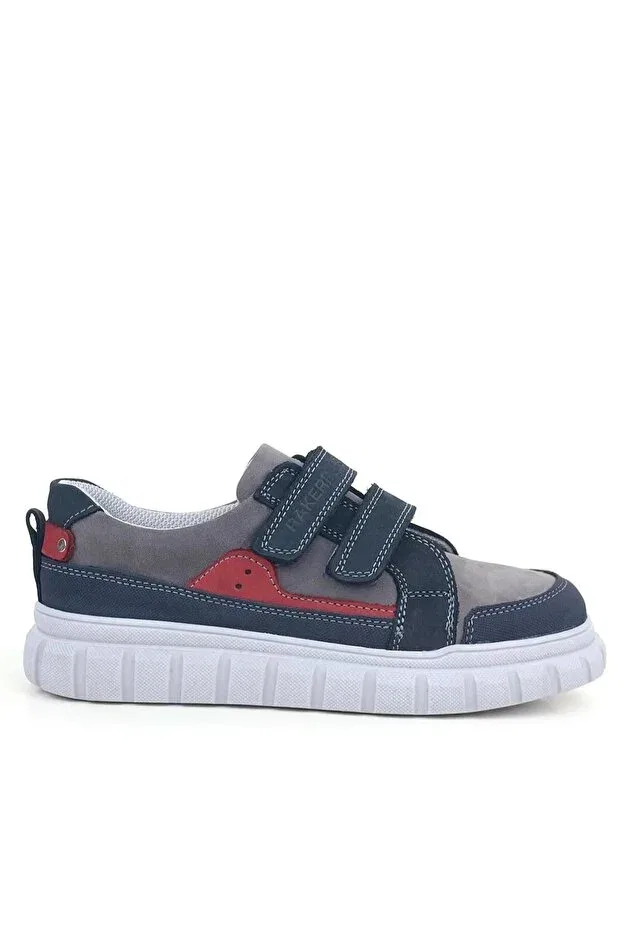 Детские повседневные спортивные туфли для мальчиков на липучке Genuine leather navy blue velcro children's casual sports school shoes Rıdvan Çelik, Navy Blue — фото 2