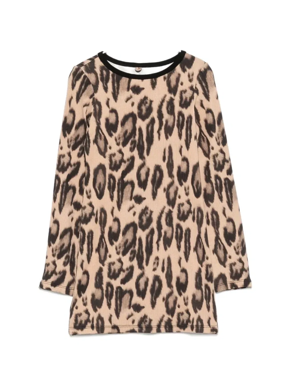 Платье в рубчик с леопардовым принтом Stella McCartney Kids, бежевый