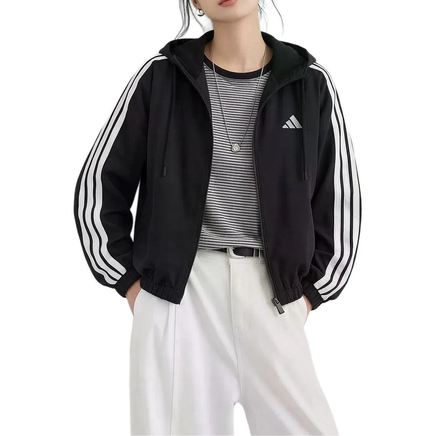 Женская куртка прямого кроя Adidas, Black/White — фото 3