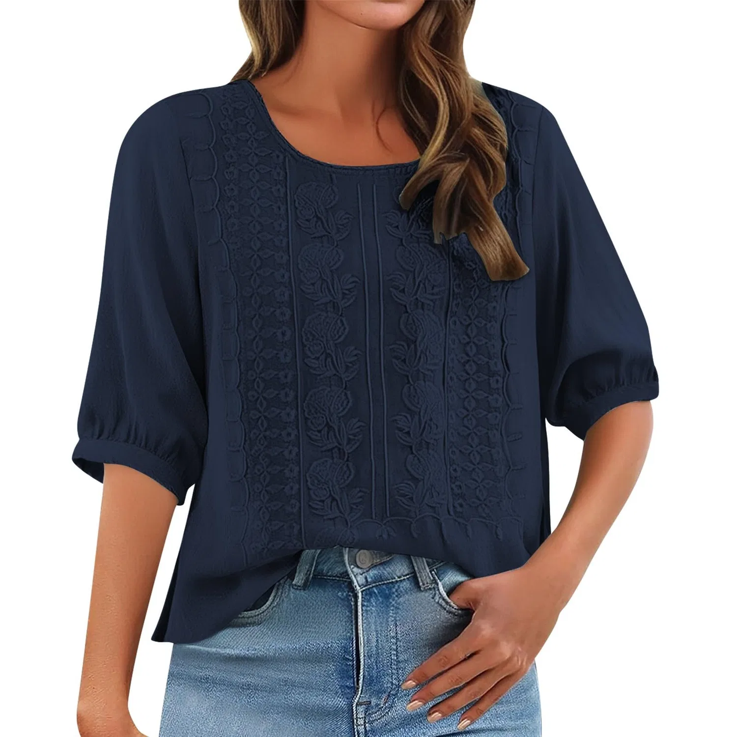 Женская блуза с вышивкой Chinese Tunic, Navy Blue