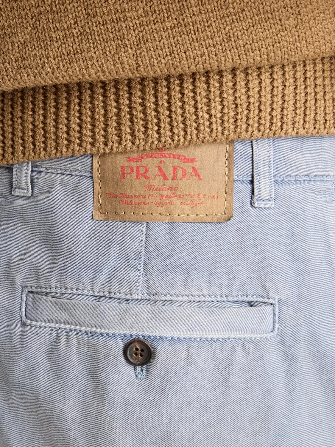 Штаны из стеганого бриджа Prada, синий — фото 4