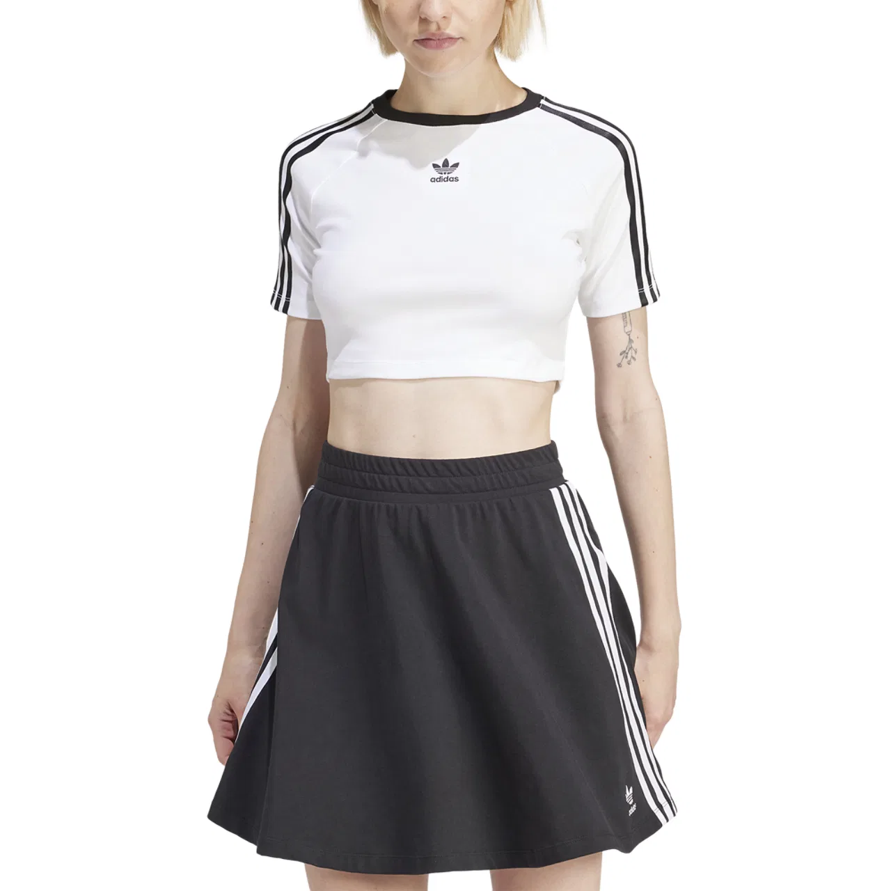 Женская футболка 3 Stripe Baby T-Shirt Adidas, белый/черный
