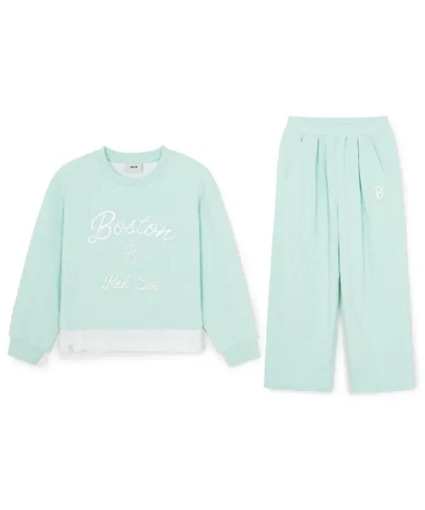 Спортивный комплект из футболки и свитшота, Sportive Athleisure, Mlb Kids, мятный — фото 2