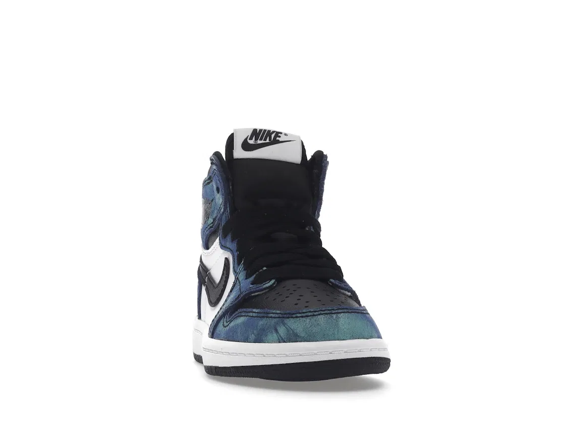 Детские кроссовки для мальчиков с высоким верхом Jordan 1 Retro High Tie Dye Jordan, White/Black-Aurora Green — фото 2