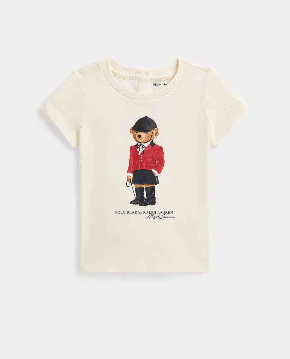 Детская футболка из хлопка, Polo Bear, Polo Ralph Lauren, кремовый