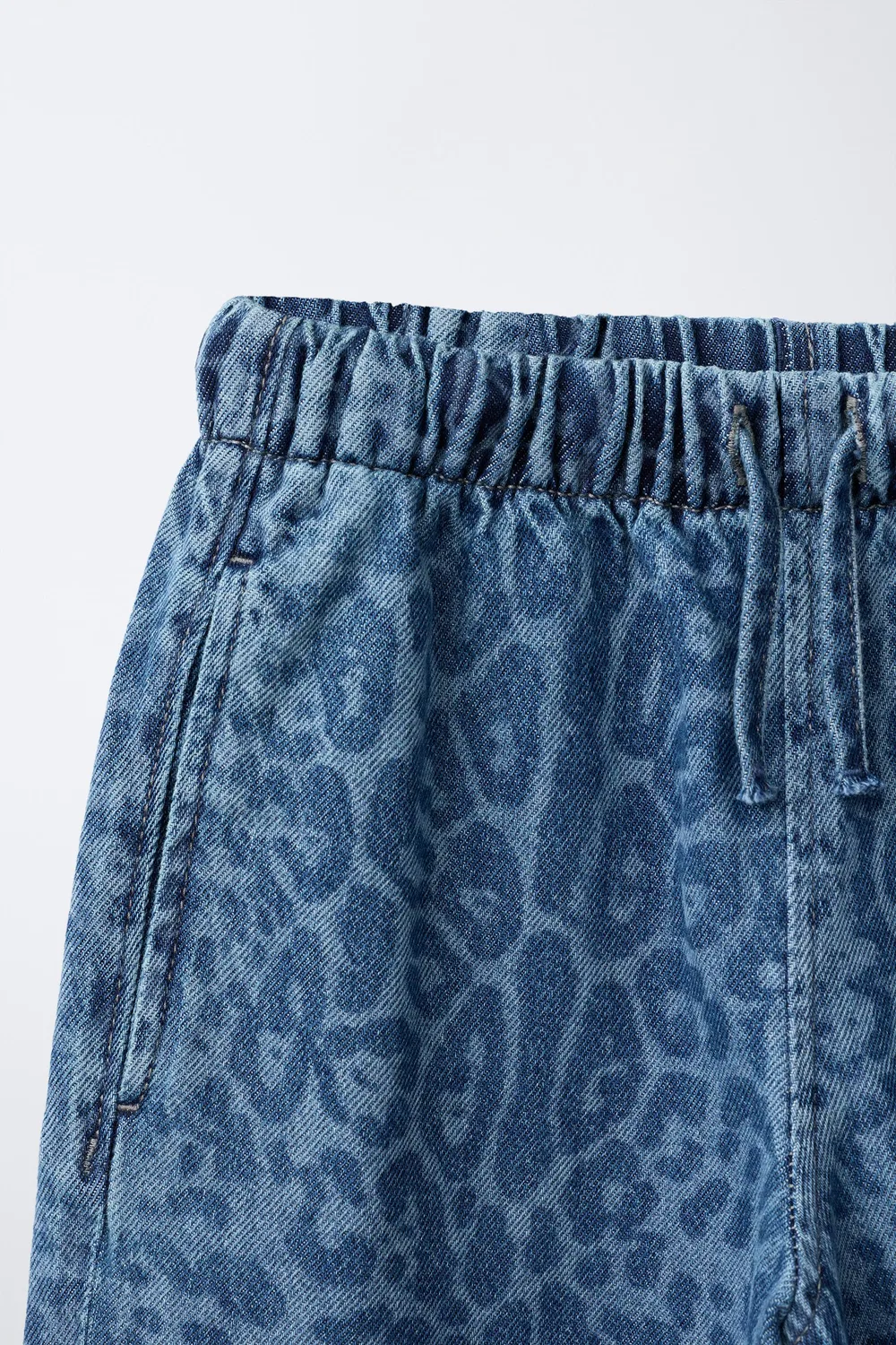 Джинсы с анималистическим принтом и широкими штанинами ZARA, Blue — фото 3