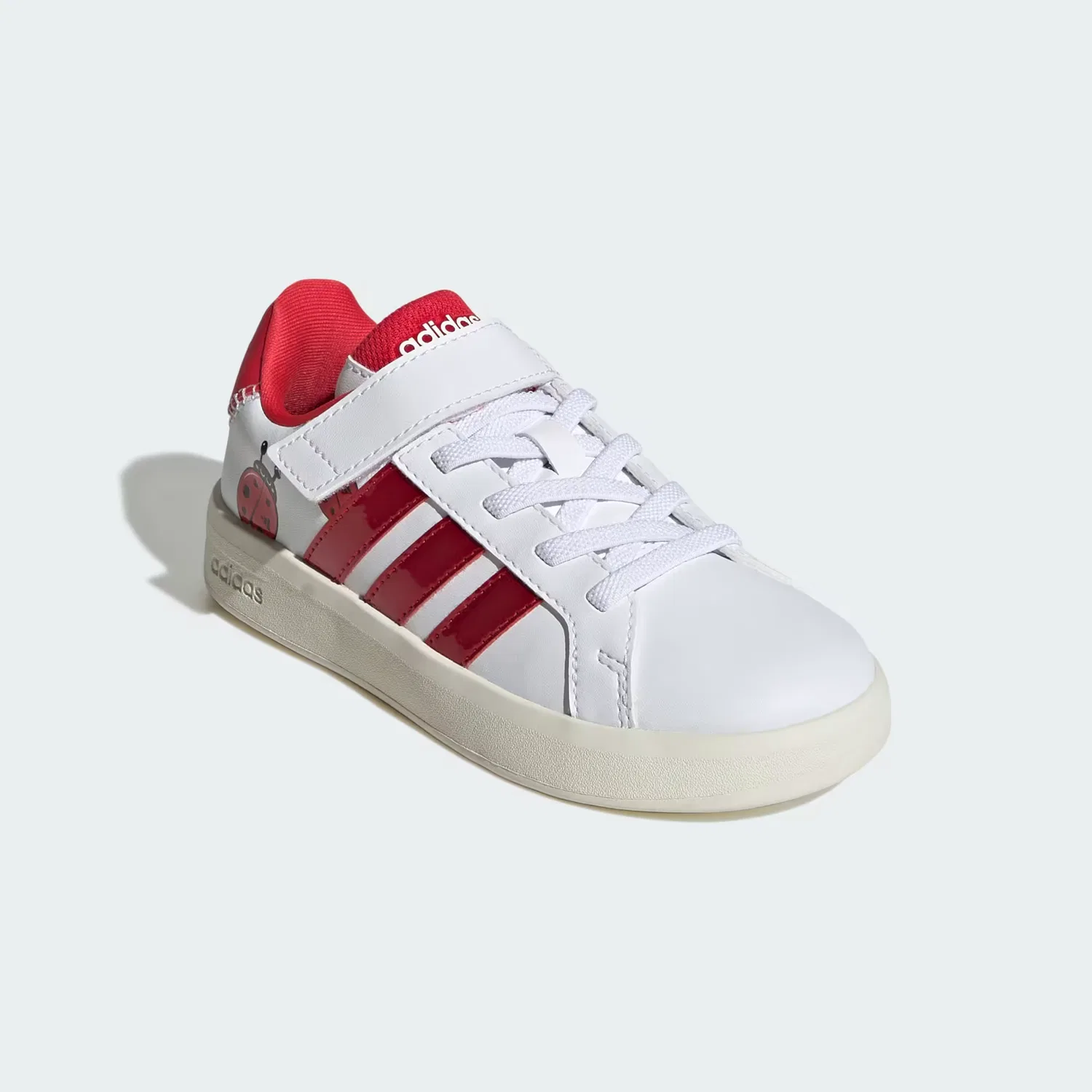 Детские кроссовки на эластичных шнурках Grand Court 3.0 Adidas Sportswear, белоснежный/рубиновый/молочно-белый — фото 4