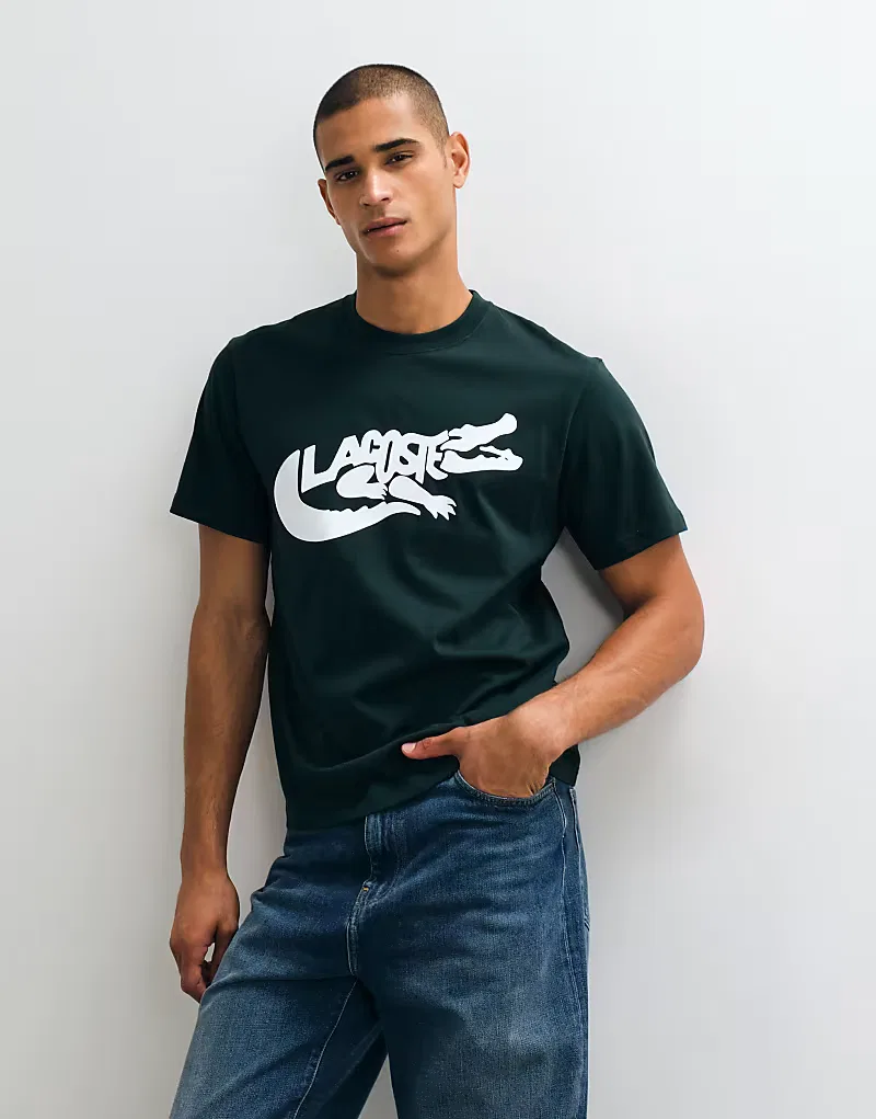 Футболка Lacoste с изображением крокодила, зеленого — фото 3