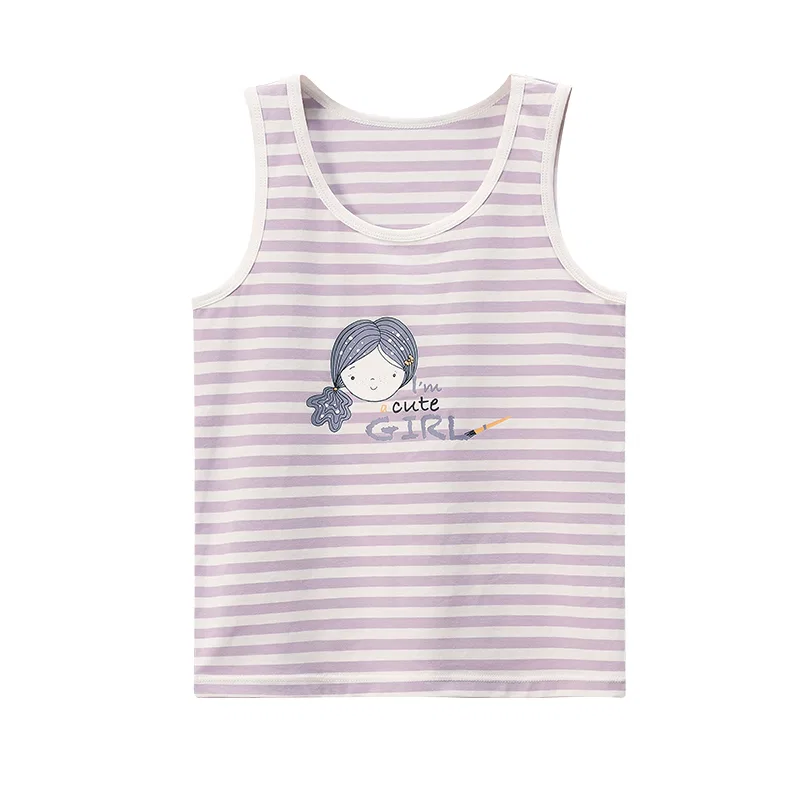 Детская майка-борцовка хлопковая Red Bean, Light Purple Stripes