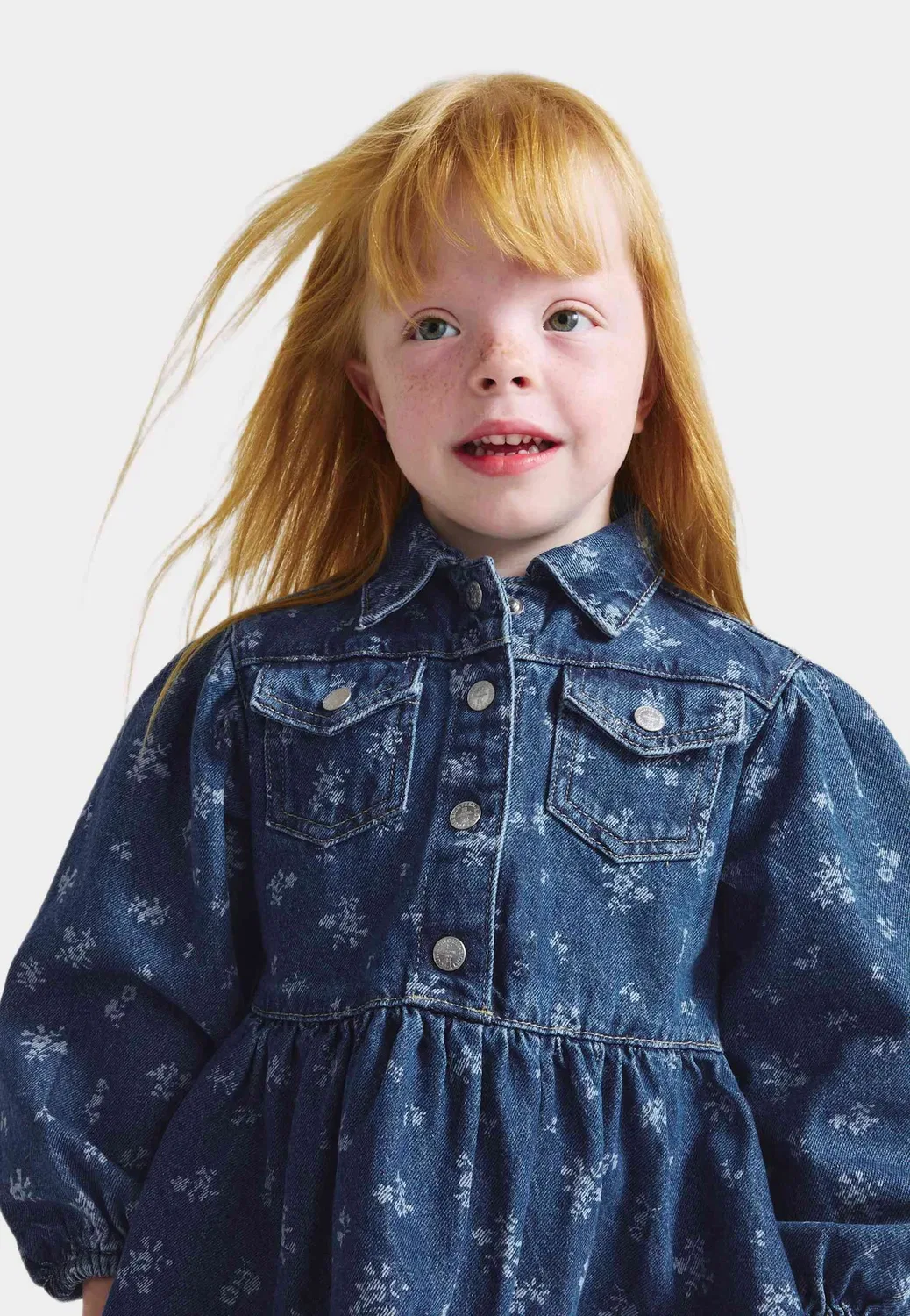 Платье с цветочным принтом (2-10 лет)... - платье Marks & Spencer, Denim — фото 3