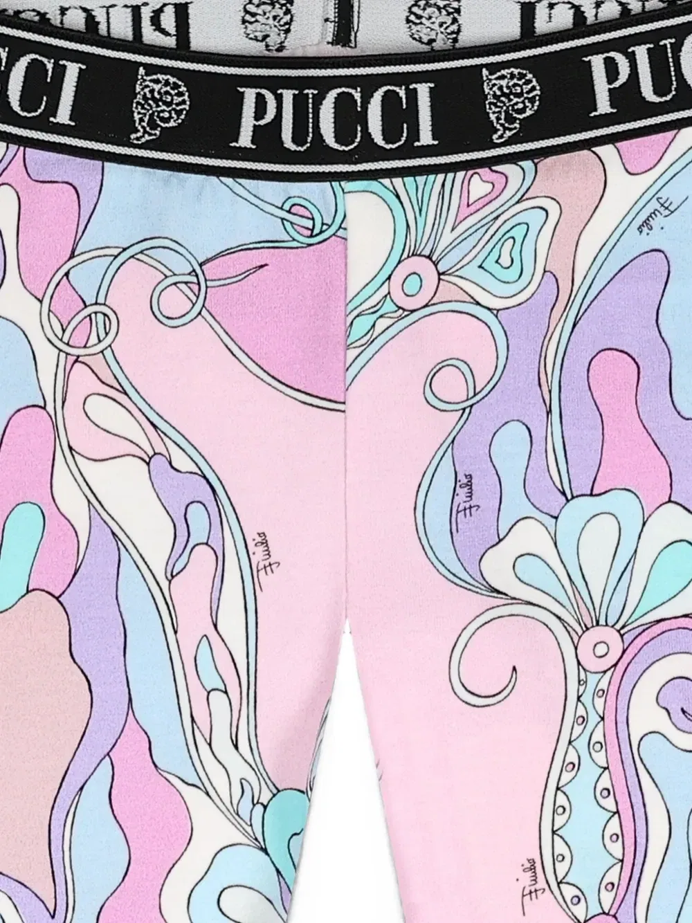 Леггинсы с абстрактным принтом и логотипом на поясе Pucci Junior, розовый — фото 3