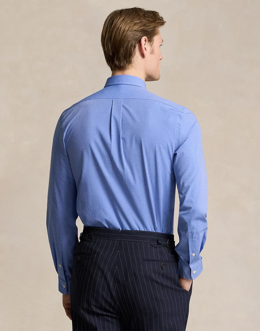 Приталенная деловая рубашка Polo Ralph Lauren из синей джинсовой ткани — фото 4