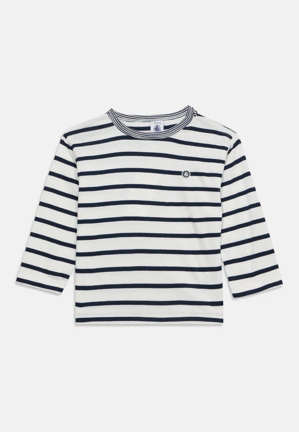 Футболка Bebe Debout с длинными рукавами Petit Bateau, Marshmallow/Smoking — фото 3