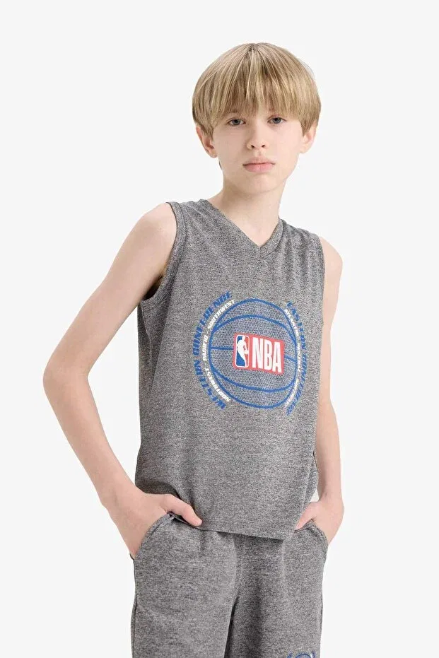 Детское нижнее белье для мальчиков V-образным вырезом Nba wordmark v-neck undershirt Defacto, Gray-Gr210 — фото 3