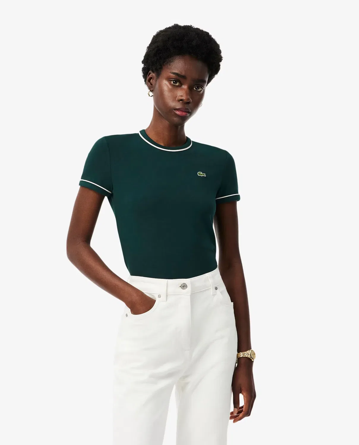 Футболка Lacoste Verde с контрастной отделкой