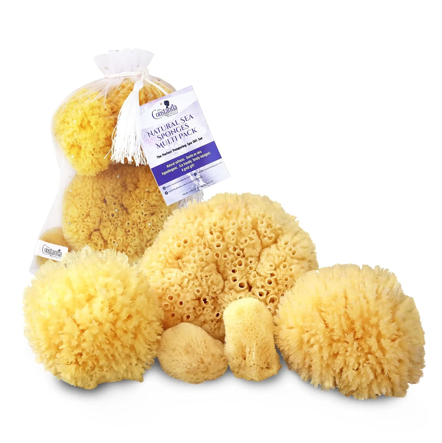 Натуральные морские губки для ванны, 5 шт, Constantia Beauty, Yellow