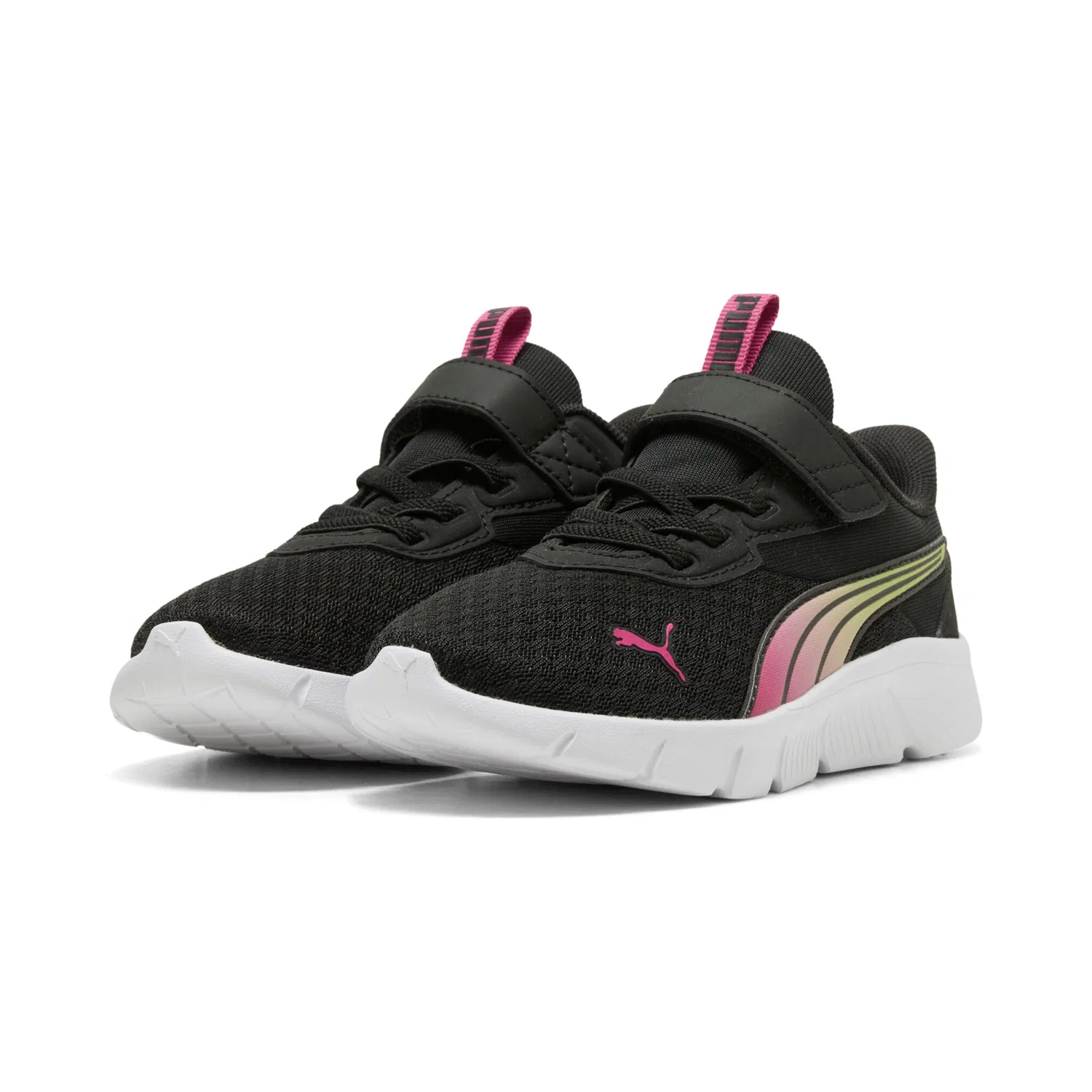 Детские текстильные кроссовки на липучке FLEXFOCUS MODERN BLAZE FADE AC PS PUMA, Black/Pink Opal/White
