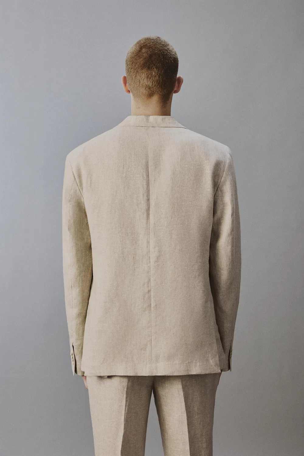 Блейзер из 100% льна ZARA, Light Beige — фото 3