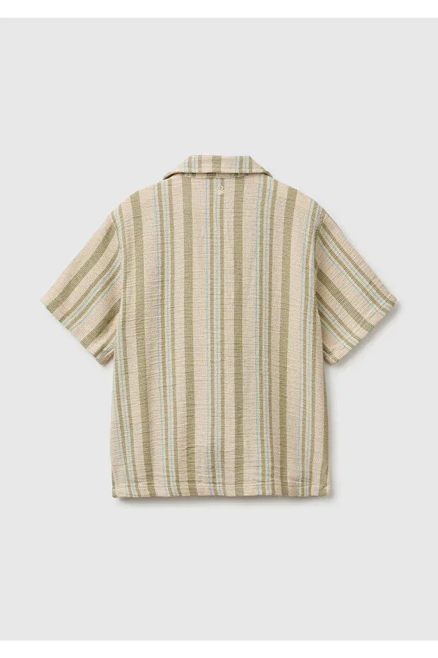 Детская рубашка для мальчиков с коротким рукавом United Colors Of Benetton, Beige — фото 2
