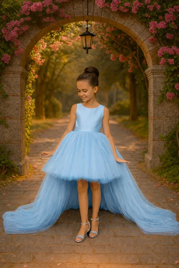 Детское платье для девочек с открытыми плечами Bunelo, Baby Blue — фото 2