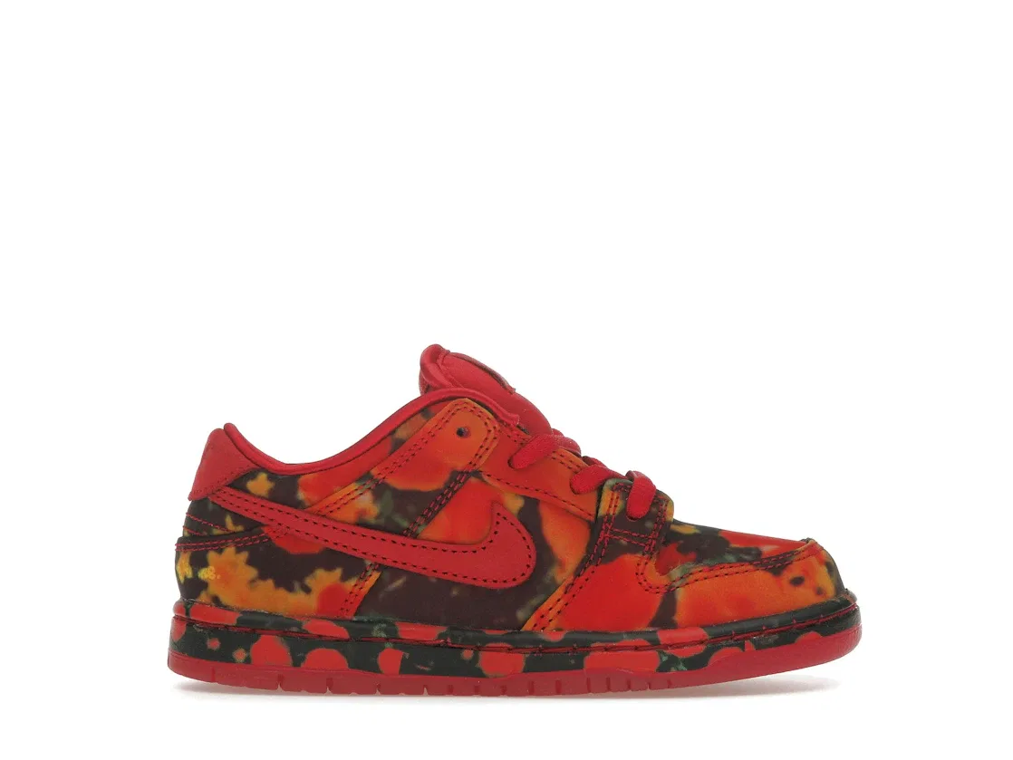 Детские кроссовки с принтом Nike SB Dunk Low The Wizard of Oz Poppy Field (TD) Nike, Varsity Red/Varsity Red/University Gold
