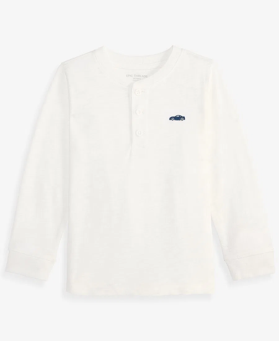Детская футболка-поло с длинным рукавом Icon Slub Henley Epic Threads, Angel Whit