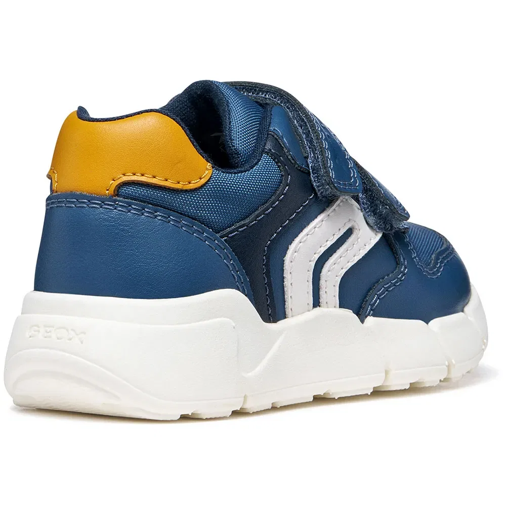 Детские кроссовки для мальчиков с эффектом кожи Geox Flexyper Mini, Blue — фото 4