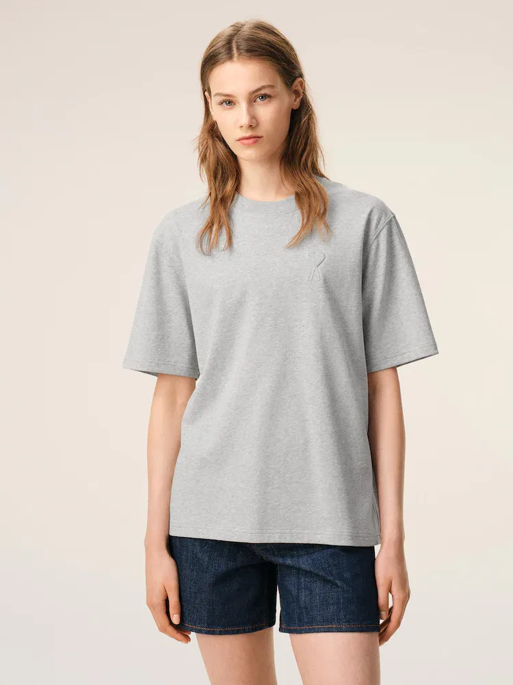 Футболка с тиснением, Unisex, Big Adc Embossed AMI PARIS, Grey — фото 2