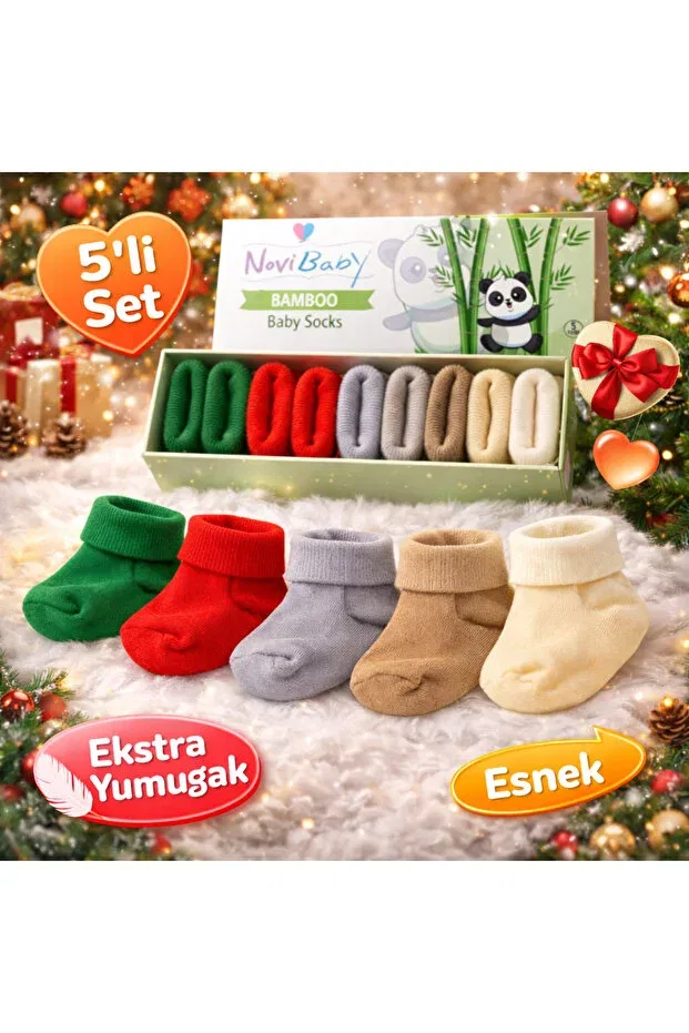 Детский комплект носков из бамбука Новорожденные Basics Novibaby, Winter
