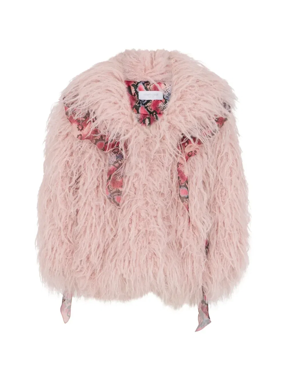 Шуба из искусственного меха со змеиным принтом Roberto Cavalli Junior, розовый