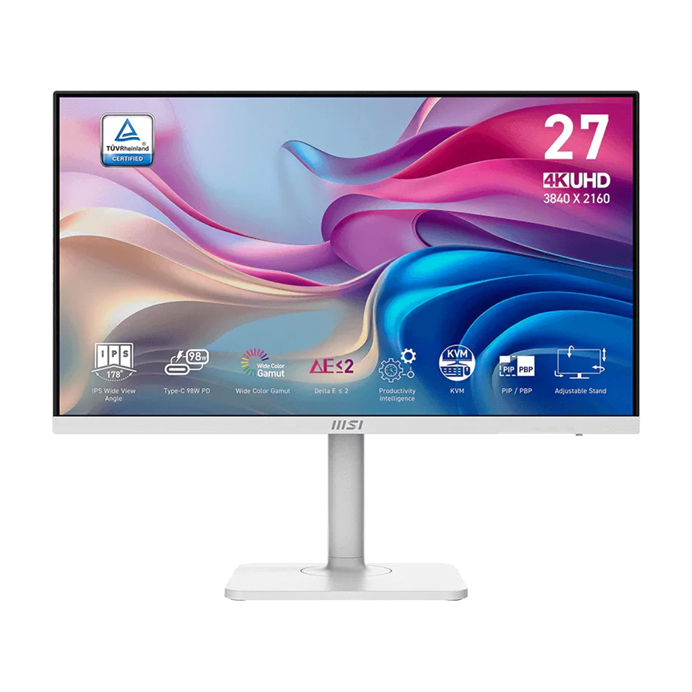 

Монитор MSI Modern MD272UPHW, 27", 3840x2160, 60 Гц, IPS, белый