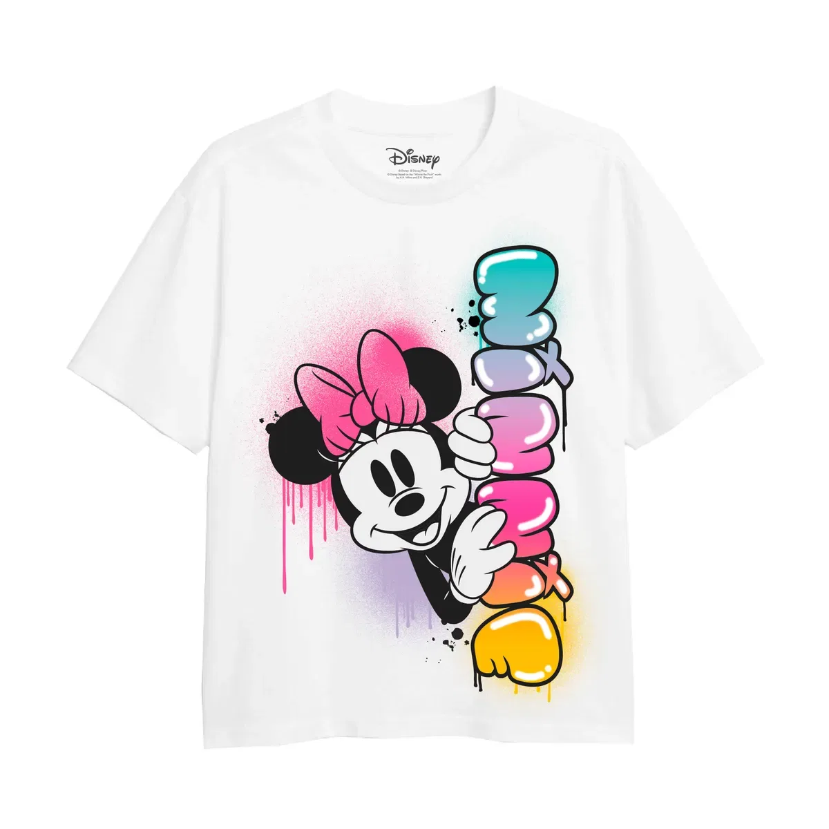 Футболка с принтом Rainbow Fade Graffiti Minnie Mouse, White