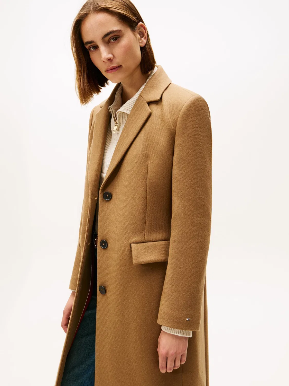 Пальто длинное из шерстяной смеси с кашемиром Tommy Hilfiger, коричневый — фото 3