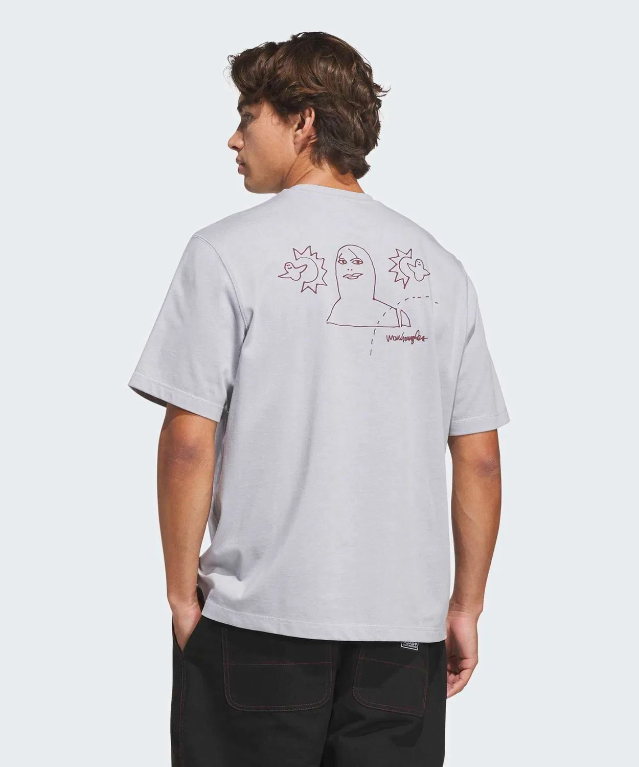 Мужская футболка с принтом Not Amused Tee Adidas, Серый — фото 4