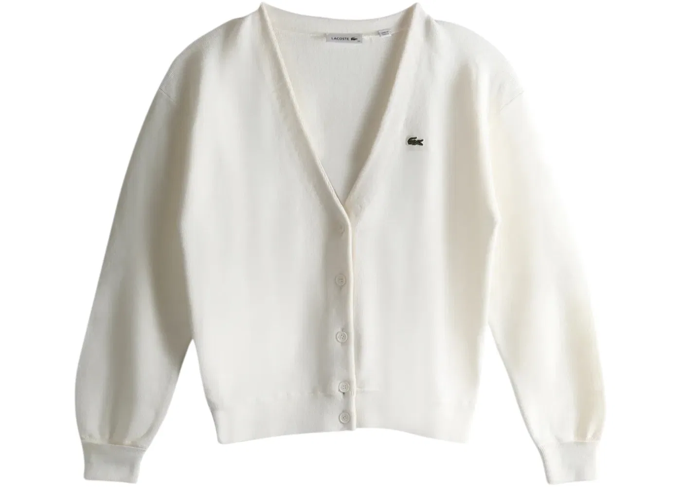 Кардиган женский Lacoste Moss Stitch Cotton, V-образный вырез, белый