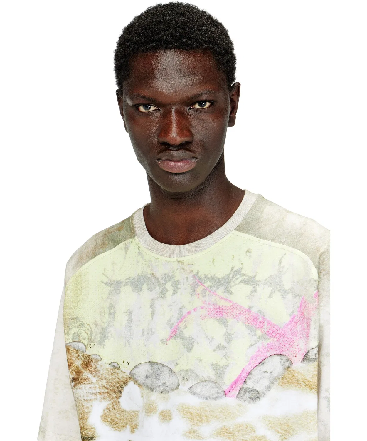 Мужская футболка с принтом T-CLINT T-SHIRT DIESEL, Light Grey — фото 3