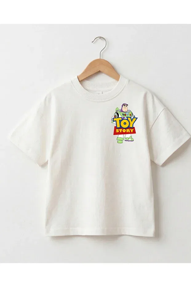 Детская футболка оверсайз с принтом Double-Sided Printed Unisex Oversize Kids T-Shirt Babytex, Ecru — фото 3