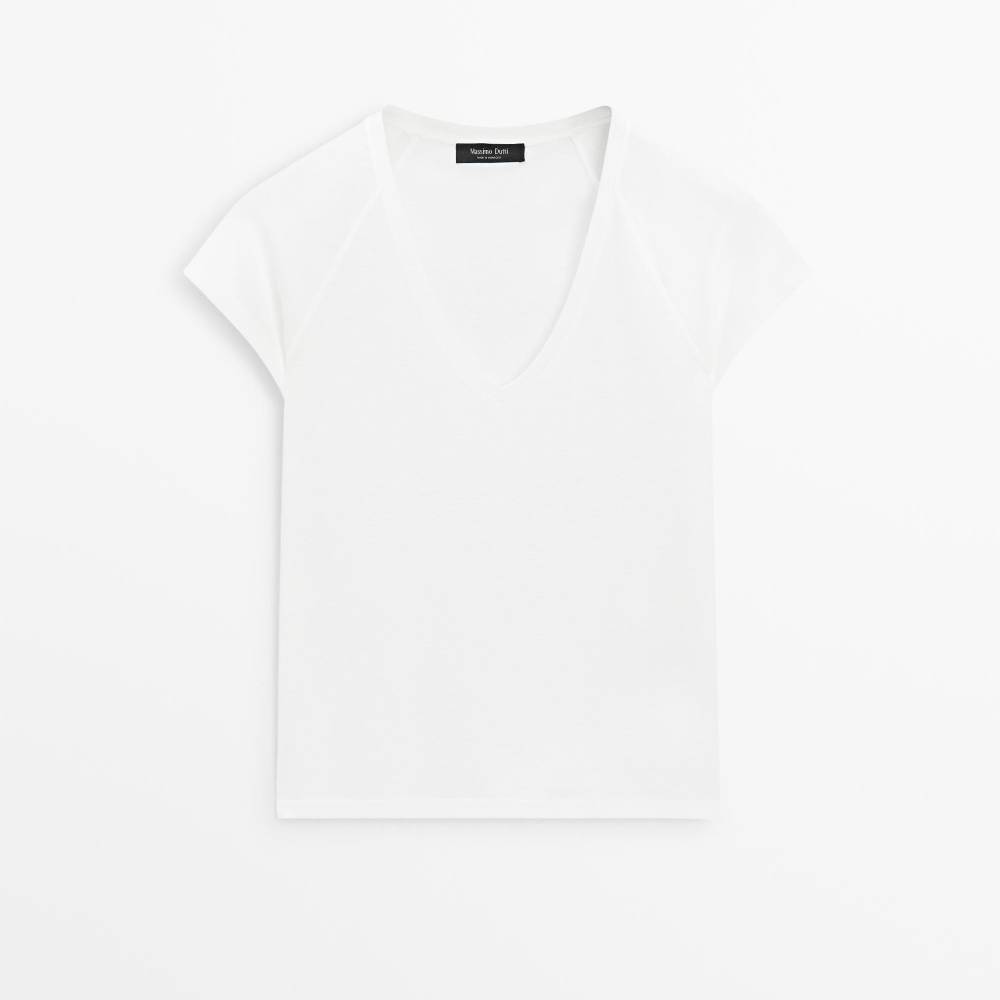 Футболка Massimo Dutti 100% Mercerised Cotton, белый