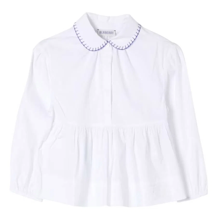 Блуза с пеплумом Kids Lauren Cotton Poplin Peplum Burberry, White