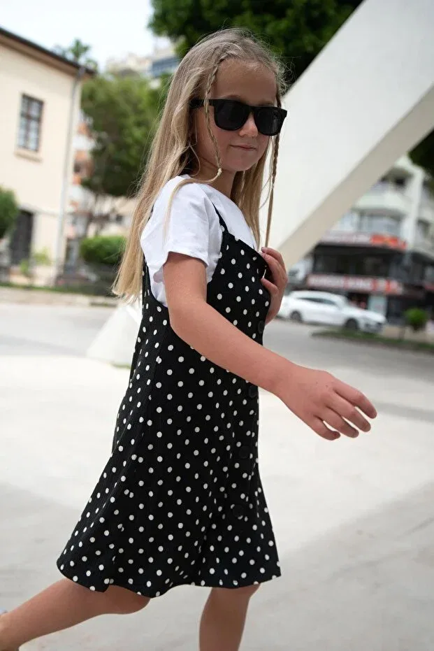 Детское платье-жилет для девочек с принтом Polka Dot Export, Anthracite — фото 2