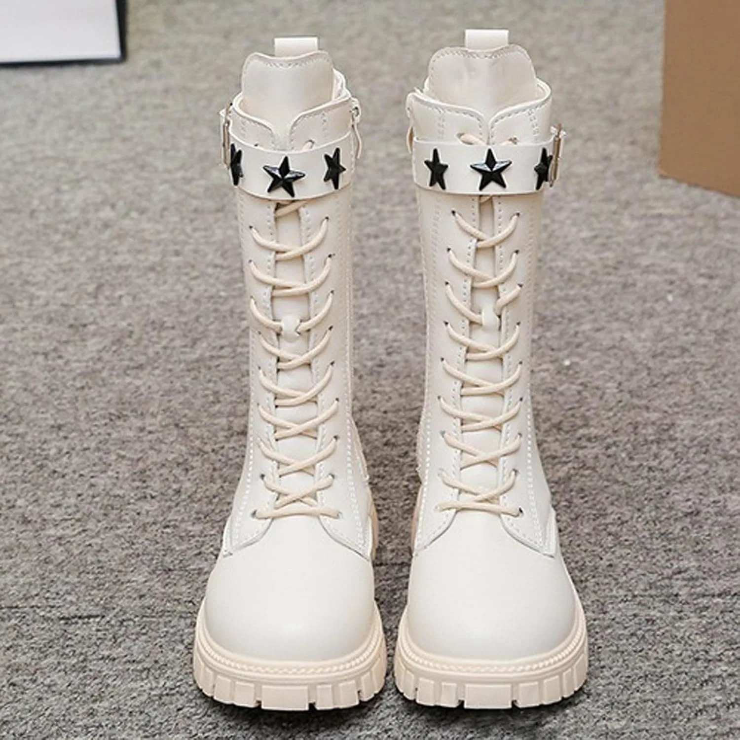Детские зимние ботинки на шнуровке с мехом для девочек Zzalalana, Beige — фото 3