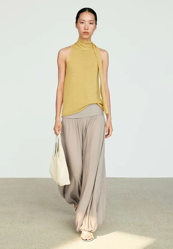 Топ хлопковый Massimo Dutti Neon Yellow, желтый — фото 2