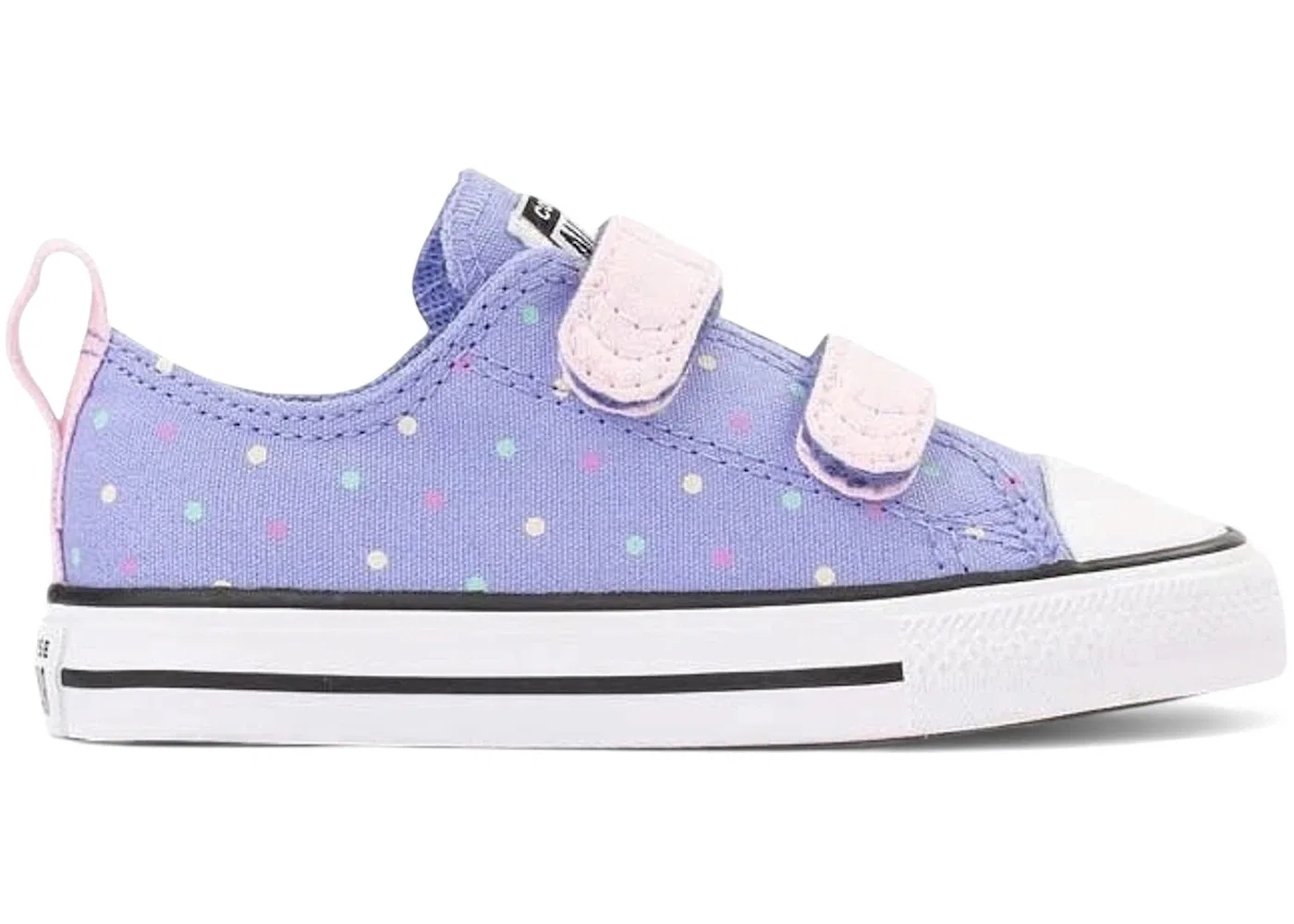 Детские кеды с принтом Converse Chuck Taylor All Star 2V Purple Polka Dot (TD), Purple