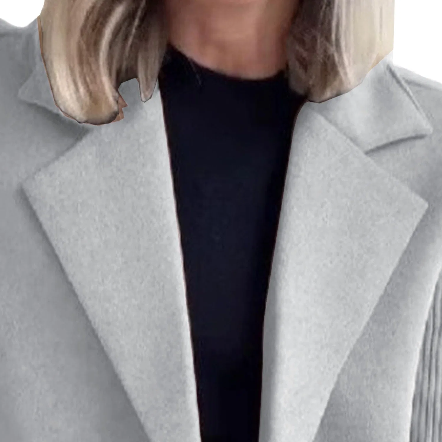 Женское двубортное пальто с лацканами из трикотажа, Grigio — фото 3