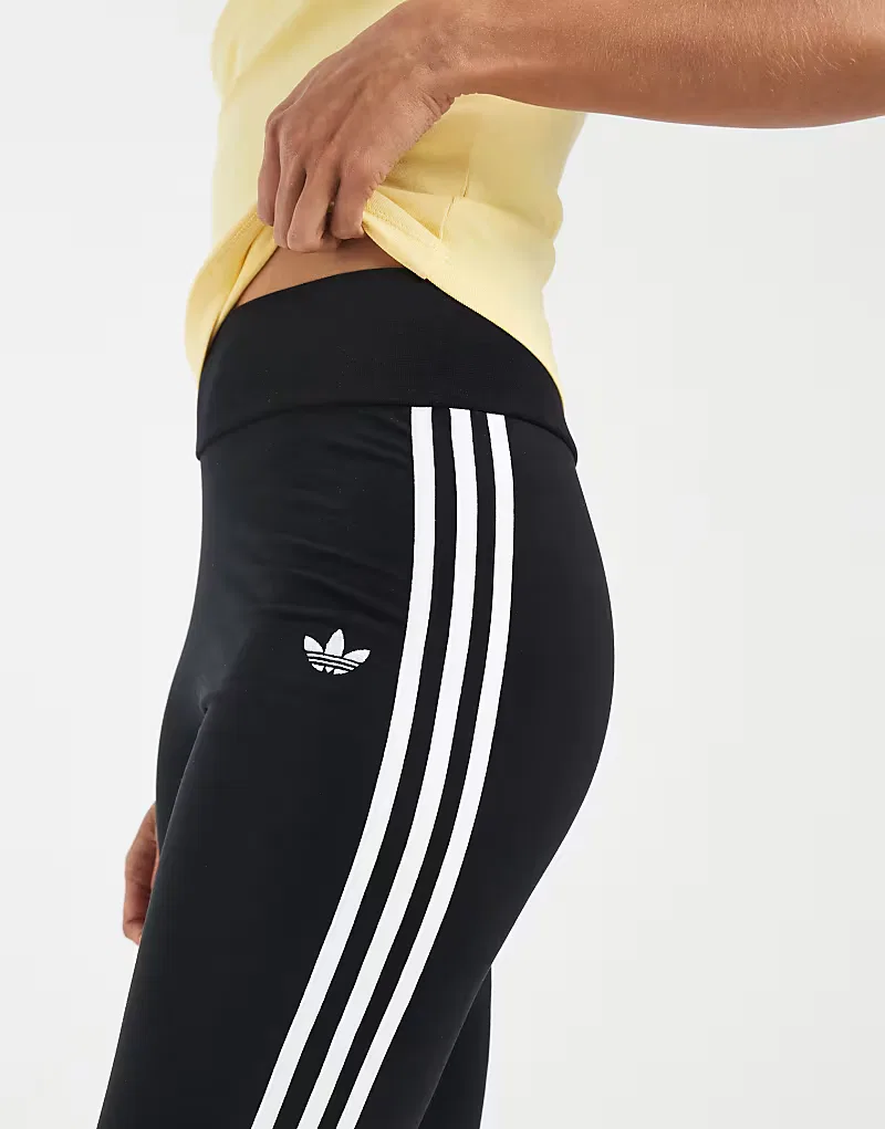 Леггинсы Adidas Originals с тремя полосками, черно-белые — фото 4