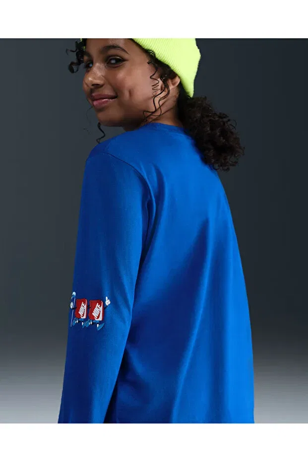 Детская футболка с принтом для девочек Sportswear Kids Casual Style T-Shirt Nike, Game Royal — фото 2
