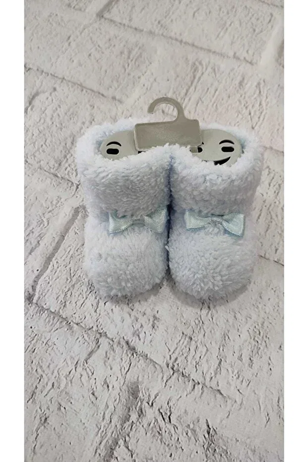 Детские плюшевые пинетки без каблука Bebeğime Çorap, Ice Blue