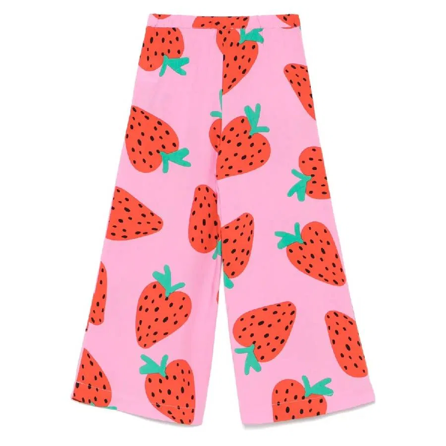 Штаны с принтом клубники, модель Graphic Print Wide Pants Stella McCartney, Rosa/Multicolor — фото 2