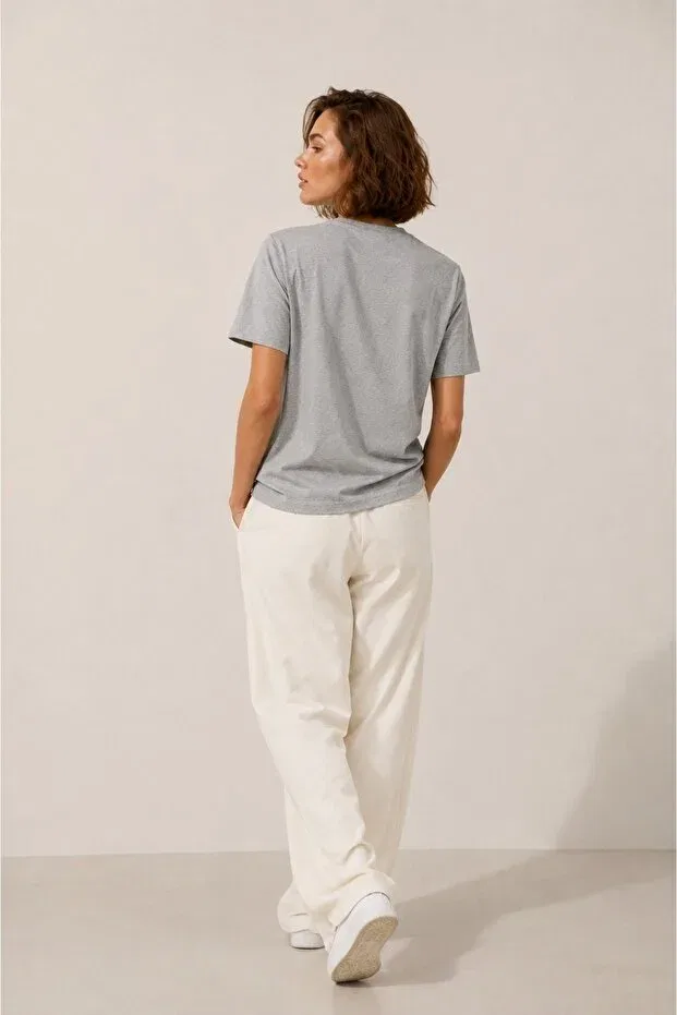 Женская футболка хлопковая Regular fit cotton printed t-shirt Tommy Hilfiger, Gray — фото 4